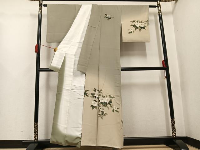 平和屋着物●染色家 岸上純平 訪問着 枝椿 暈し染め 正絹 逸品 AABJ6279ph