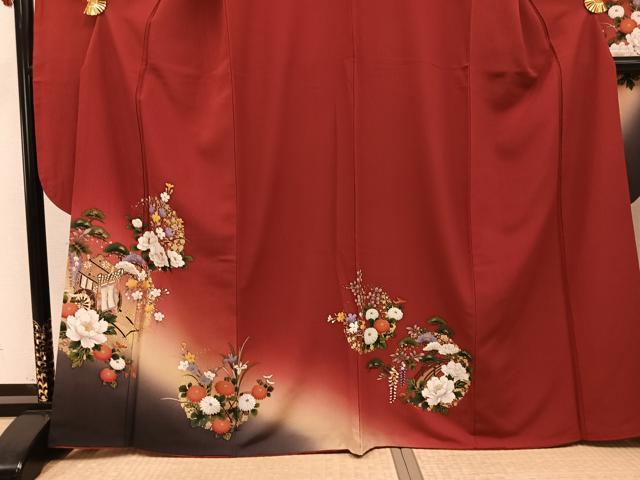 平和屋着物●豪華振袖 御所車文 暈し染め 金彩 正絹 逸品 AABJ6282ph