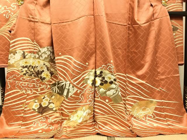 平和屋着物●豪華振袖 駒刺繍 地紙立波花文 金彩 上代28万 仮絵羽 逸品 未使用 AABJ6283ph