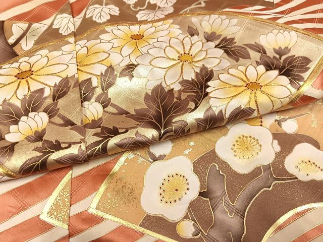 平和屋着物●豪華振袖 駒刺繍 地紙立波花文 金彩 上代28万 仮絵羽 逸品 未使用 AABJ6283ph