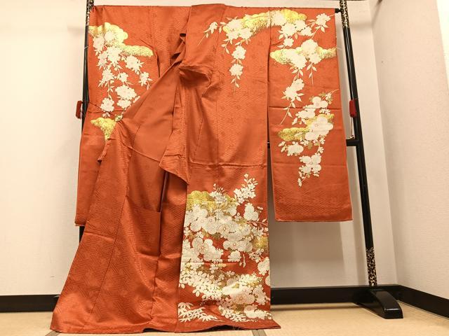 平和屋着物●豪華振袖 駒刺繍 霞花文 金彩 上代29万 仮絵羽 逸品 未使用 AABJ6284ph