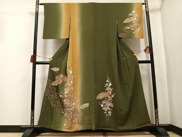 平和屋着物●訪問着 草花文 暈し染め 金彩 正絹 逸品 AABJ6292ph