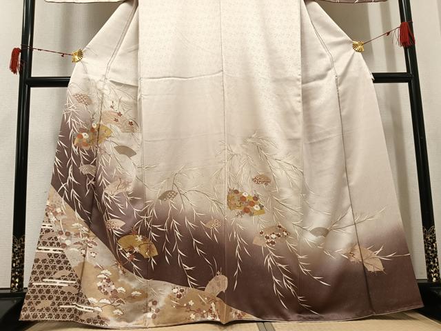 平和屋着物●訪問着 地紙草花文 暈し染め 金彩 ますいわ屋扱い 正絹 逸品 AABJ6296ph