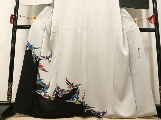 平和屋着物●染色作家 斉藤三才 訪問着 三才鳥 正絹 逸品 AABJ6298ph