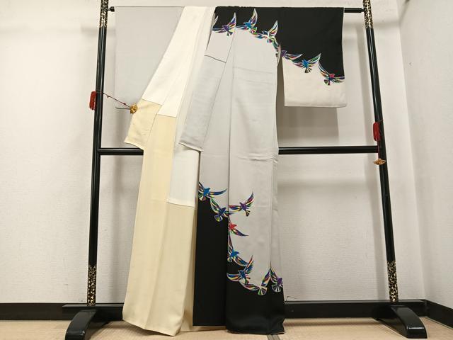 平和屋着物●染色作家 斉藤三才 訪問着 三才鳥 正絹 逸品 AABJ6298ph