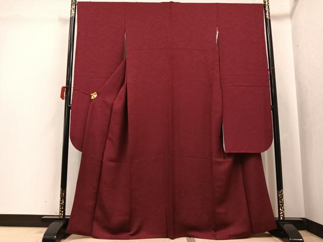 平和屋着物●豪華振袖 色無地 花地紋 小豆色 やまと誂製 正絹 逸品 AABJ6299ph