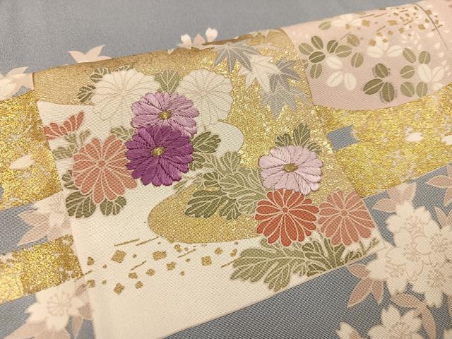平和屋着物●京の名門 じゅらく謹製 帝王紫(古代帝王紫) 訪問着 駒刺繍 草花文 金彩 正絹 逸品 AABJ6303ph