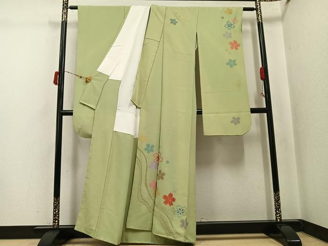 平和屋着物●豪華振袖 総刺繍 舞桜文 正絹 逸品 AABJ6304ph