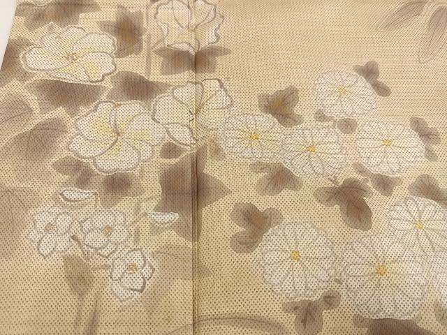 平和屋着物●本場大島紬 訪問着 手描き カタス7マルキ 草花文 正絹 逸品 AABJ6306ph