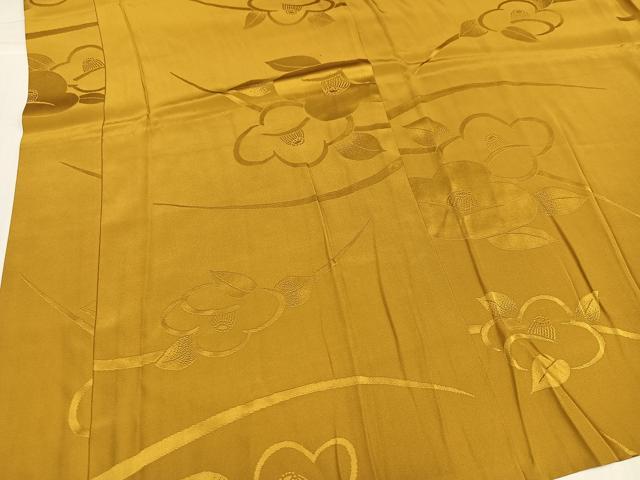 平和屋着物●振袖用長襦袢 椿地紋 山吹茶色 半衿刺繍 正絹 逸品 AABJ6308ph