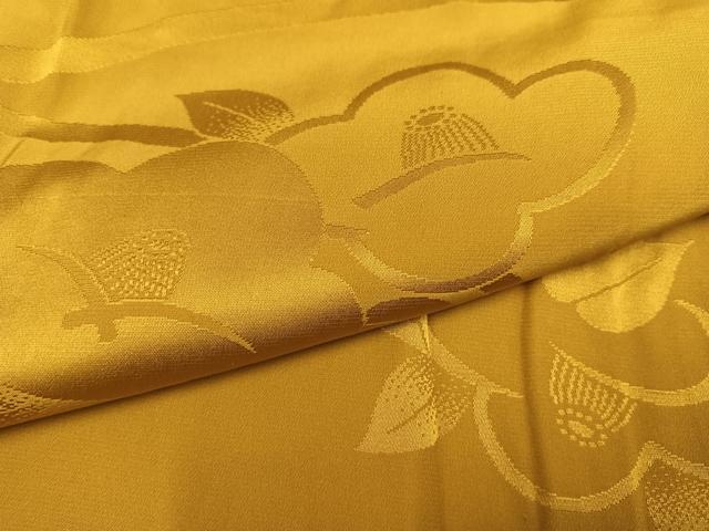平和屋着物●振袖用長襦袢 椿地紋 山吹茶色 半衿刺繍 正絹 逸品 AABJ6308ph