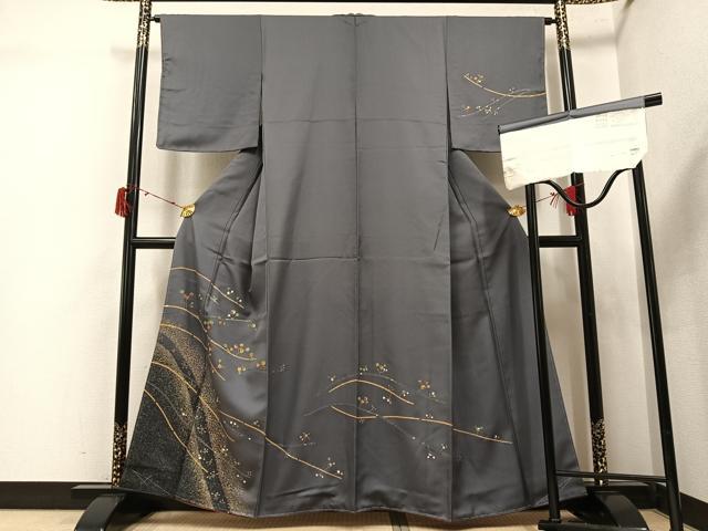 平和屋着物●訪問着 枝花文 丹後ちりめん 金彩 反端付き 正絹 逸品 未使用 AABJ6311ph