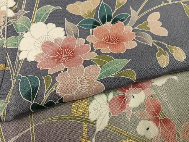 平和屋着物●訪問着 友禅 枝花文 暈し染め 金彩 正絹 逸品 AABJ6314ph