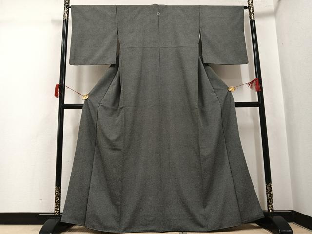 平和屋着物●江戸小紋 鮫小紋柄 黒地 洗える着物 AABJ6316ph