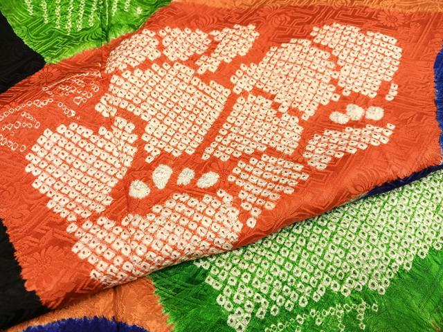 平和屋着物●豪華振袖 総絞り 吉祥扇面花文 正絹 逸品 AABJ6322ph