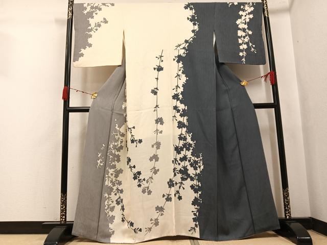 平和屋着物●訪問着 枝垂れ桜シルエット 正絹 逸品 AABJ6330ph