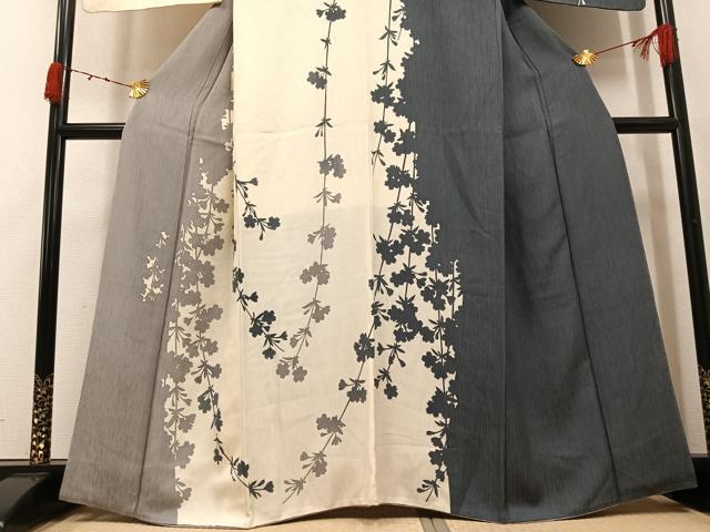 平和屋着物●訪問着 枝垂れ桜シルエット 正絹 逸品 AABJ6330ph