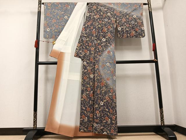 平和屋着物●訪問着 花唐草文 暈し染め 金彩 正絹 逸品 AABJ6331ph