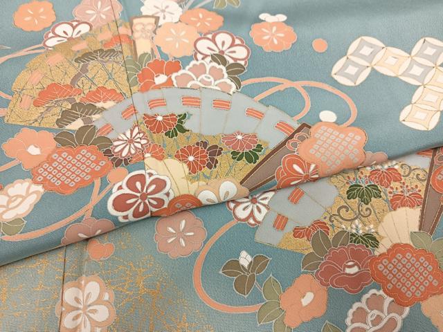 平和屋着物●訪問着 檜扇花文 暈し染め 金彩 正絹 逸品 未使用 AABJ6337ph