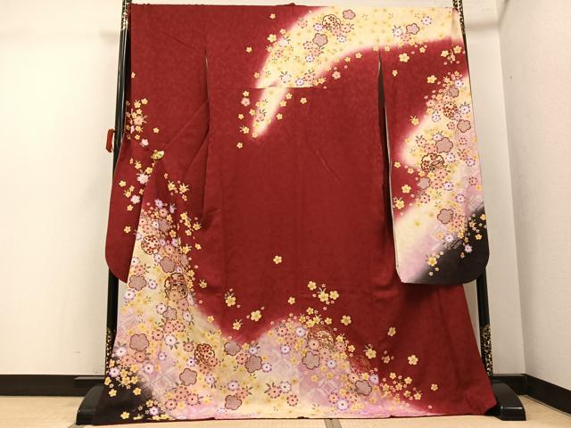 平和屋着物●豪華振袖 糸巻雪輪花文 暈し染め 金彩 やまと誂製 ロング丈 正絹 逸品 AABJ6340ph