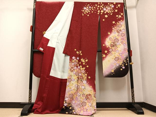 平和屋着物●豪華振袖 糸巻雪輪花文 暈し染め 金彩 やまと誂製 ロング丈 正絹 逸品 AABJ6340ph