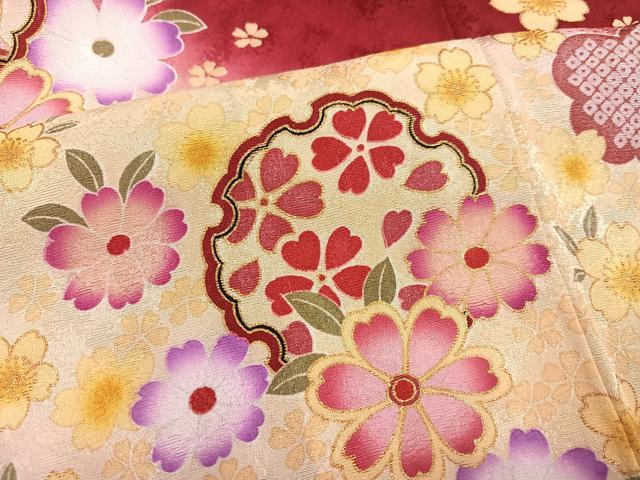 平和屋着物●豪華振袖 糸巻雪輪花文 暈し染め 金彩 やまと誂製 ロング丈 正絹 逸品 AABJ6340ph