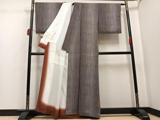 平和屋着物●上質な小紋 間道 丹後ちりめん 反端付き 正絹 逸品 AABJ6341ph