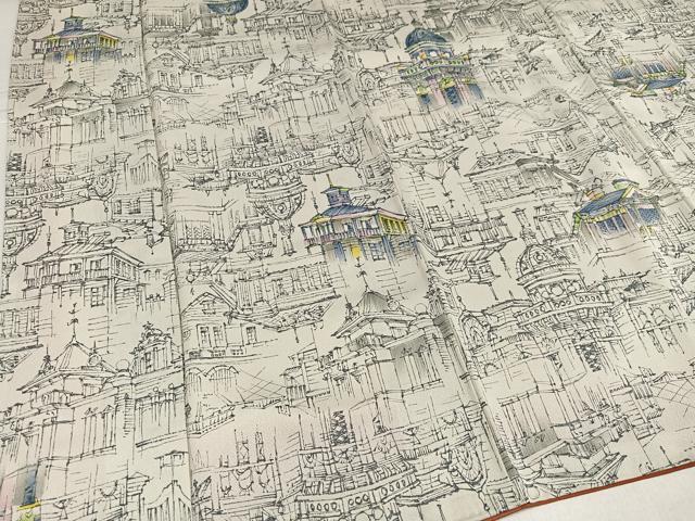 平和屋着物●上質な小紋 西洋風景 正絹 逸品 AABJ6342ph