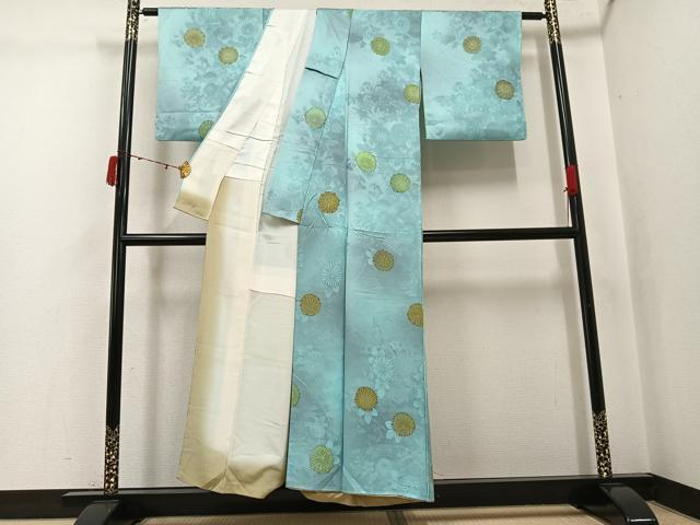 平和屋着物●上質な小紋 地紋起こし 草花文 正絹 逸品 AABJ6349ph