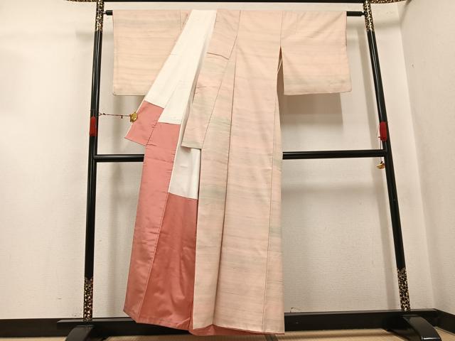 平和屋着物●紅花紬 米沢 霞文 正絹 逸品 AABJ6350ph