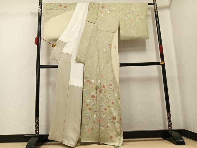平和屋着物●訪問着 絞り 枝梅 金彩 正絹 逸品 AABJ6353ph