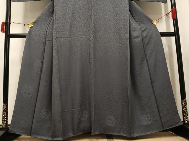 平和屋着物●無地絵羽訪問着 草花地紋 色無地 灰色 正絹 逸品 AABJ6356ph