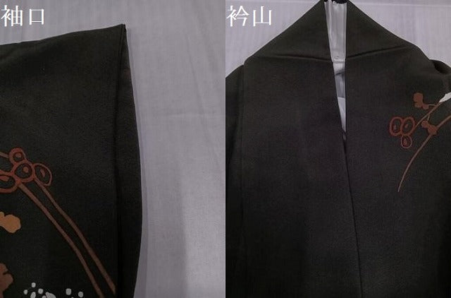 平和屋着物●訪問着 駒刺繍 菊 黒地 ロング丈 正絹 逸品 AABJ6358ph