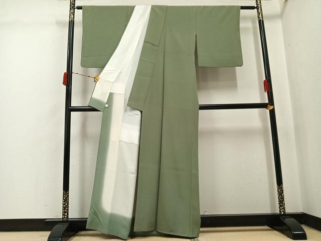 平和屋着物●上質な色無地 青白橡色 鈴乃屋扱い 正絹 逸品 AABJ6359ph