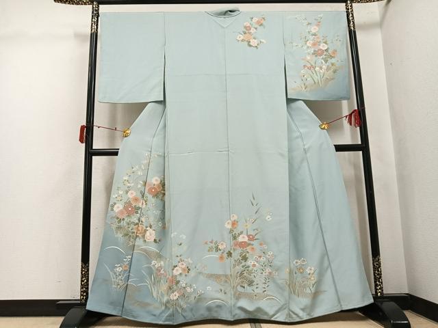 平和屋着物●訪問着 雪輪草花文 暈し染め 金彩 正絹 逸品 AABJ6360ph