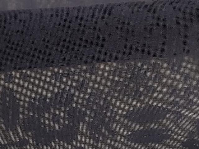 平和屋着物*夏物 色無地 幾何学花紋紗 黒紅色 正絹 逸品 AABJ6363jd