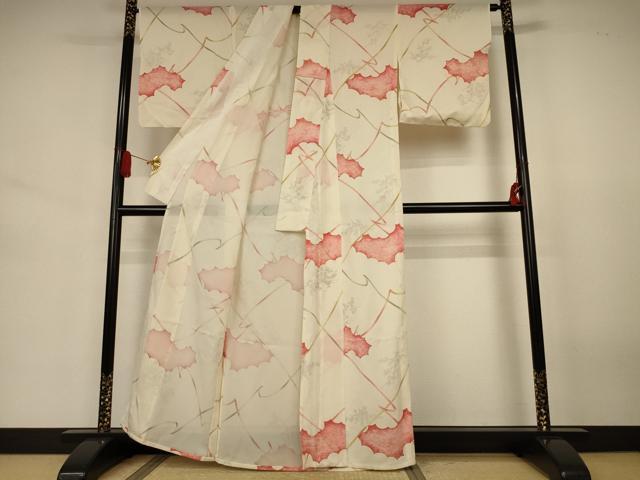 平和屋着物*夏物 小紋 絽 風景花文 正絹 逸品 AABJ6364jd