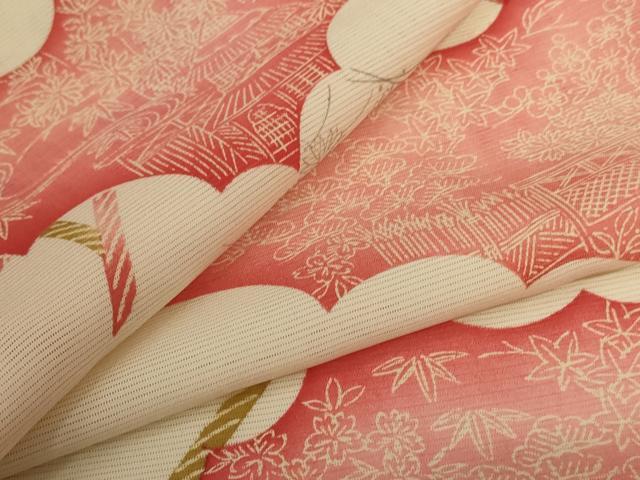 平和屋着物*夏物 小紋 絽 風景花文 正絹 逸品 AABJ6364jd