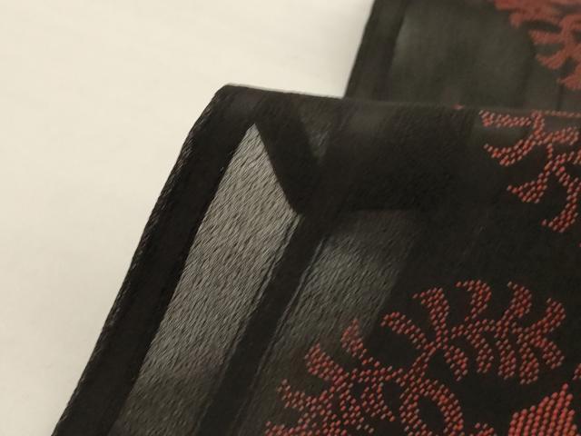 平和屋着物*夏物 小紋 紗 正倉院花文 黒地 正絹 逸品 AABJ6371jd
