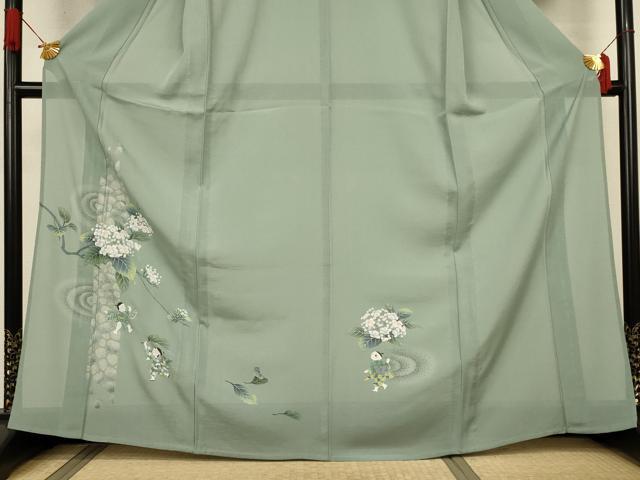 平和屋着物*夏物 訪問着 絽 手描き 童子 紫陽花 正絹 逸品 AABJ6373jd
