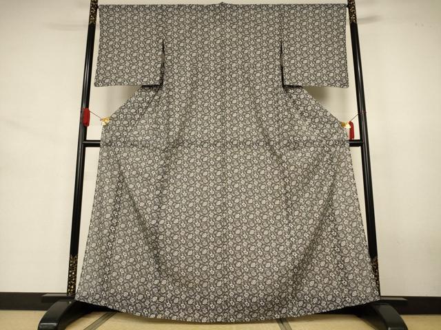 平和屋着物*夏物 小紋 絽 花唐草文 洗える着物 AABJ6376jd