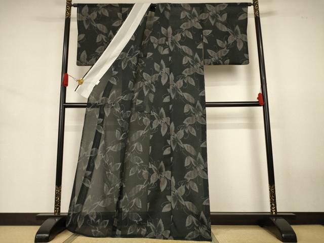 平和屋着物*夏物 小紋 紗 花蝶文 洗える着物 AABJ6392jd