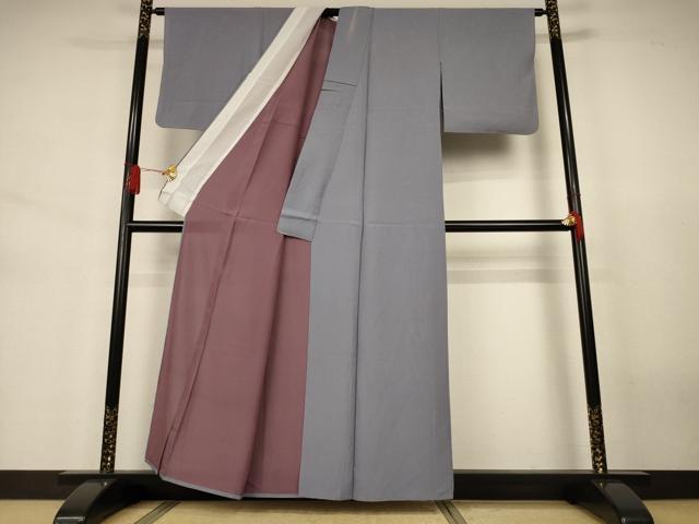 平和屋着物*夏物 色無地 絽 桔梗鼠色 正絹 逸品 AABJ6394jd