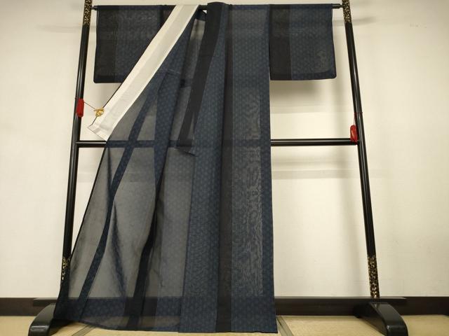 平和屋着物*夏物 紗紬 麻の葉文様 正絹 逸品 AABJ6399jd