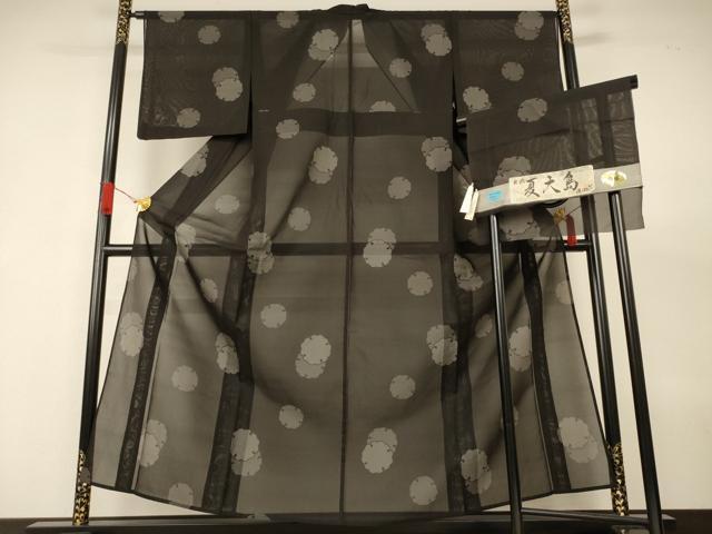 平和屋着物*夏物 夏大島 雪輪丸文 証紙付き 正絹 逸品 AABJ6401jd