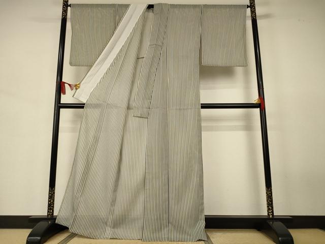 平和屋着物*夏物 小紋 絽 縞 洗える着物 AABJ6407jd