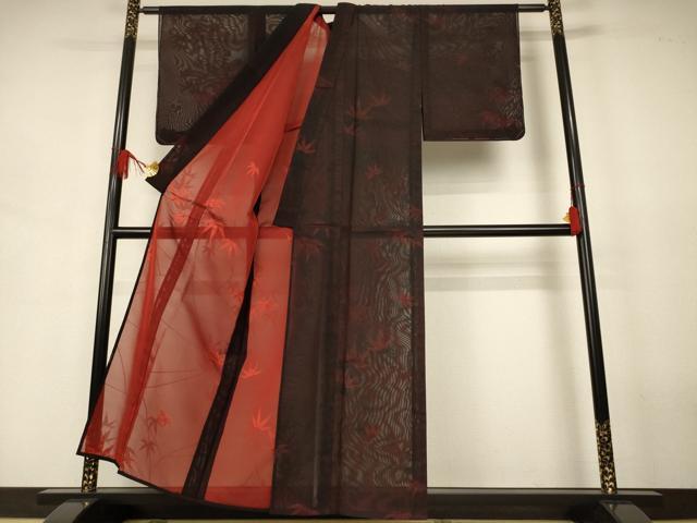 平和屋着物*夏物 小紋 紗 笹文 正絹 逸品 未使用 AABJ6412jd