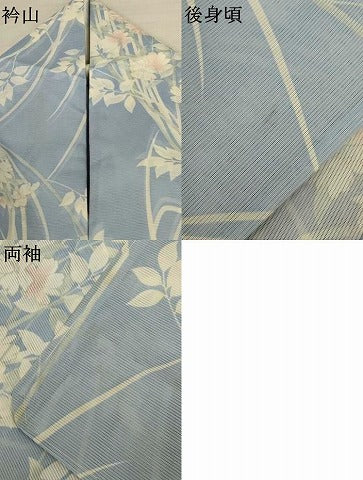 平和屋着物*夏物 小紋 絽 草花文 洗える着物 AABJ6424jd
