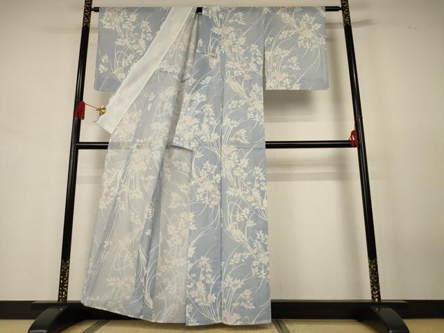 平和屋着物*夏物 小紋 絽 草花文 洗える着物 AABJ6424jd