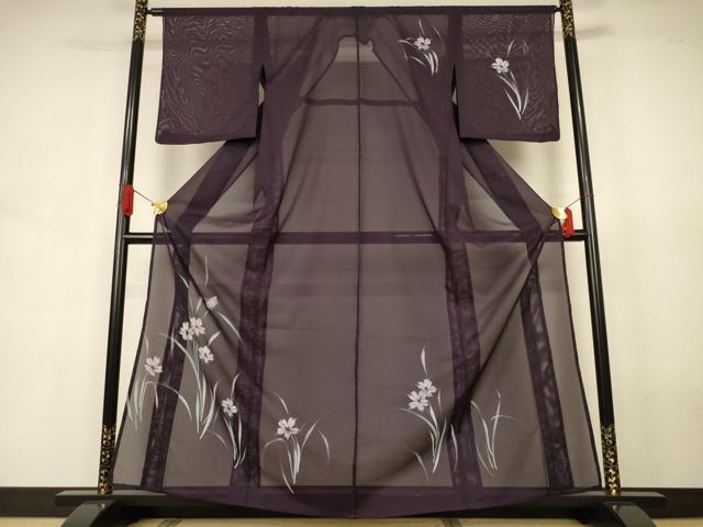 平和屋着物*夏物 訪問着 絽 手描き 草花文 洗える着物 AABJ6428jd